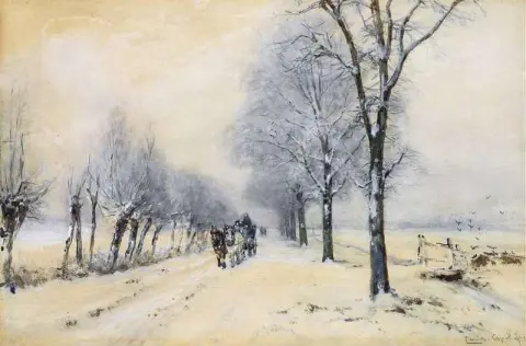 A Horse And Carriage In The Snow