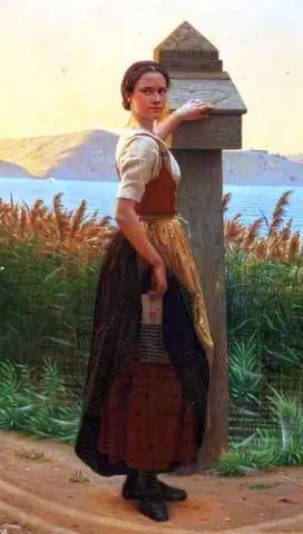 Chica publicando una carta secreta 1880