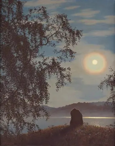 Mond reflektiert über Wasserszene aus Lidingo am Stadtrand von Stockholm