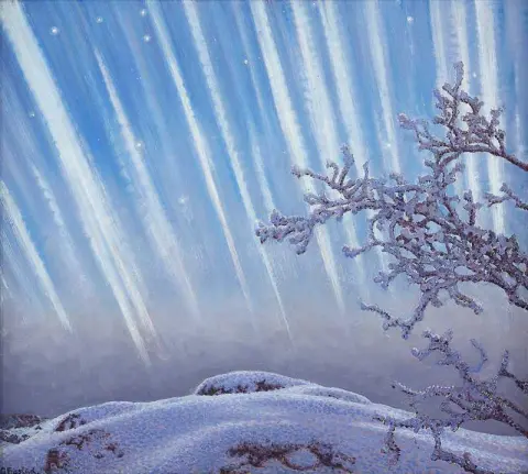 Nordlichter über Winterlandschaft