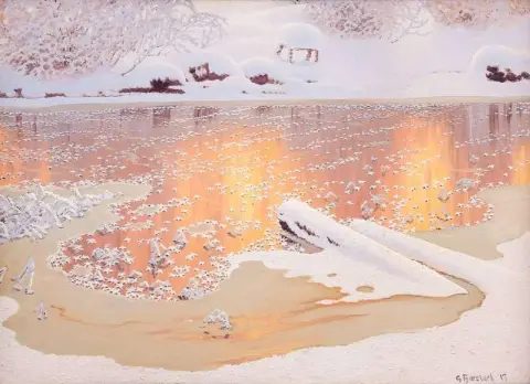 Sonnenreflexionen über der Winterlandschaft