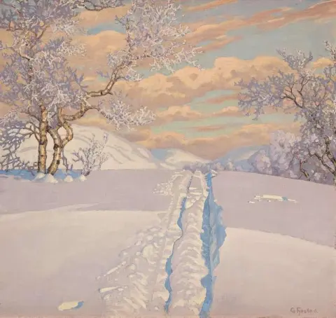 Winterlandschaft, Mit, Ski, Tracks