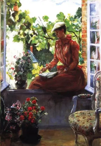 Muotokuva Anna G Neuttesta, jolla on baretti 1887