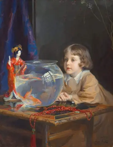 ジョン・デ・ラズロと金魚鉢 1918年