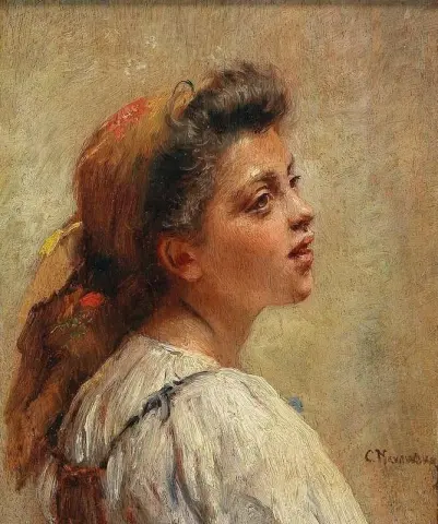 Portrait Of A Young Girl With A Colorful Shawl