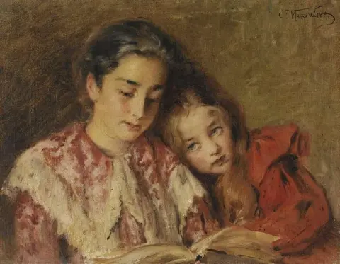 Portrait Of The Artist's Daughters Reading