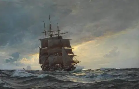 Seascape With Sailing Ships In The Open Sea