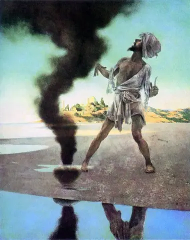 Der Rauch stieg zu den Wolken auf und breitete sich entlang des Meeres und an der Küste aus und bildete 1909 einen großen Nebel