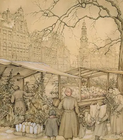 Der Blumenmarkt am Singel in Amsterdam zur Weihnachtszeit