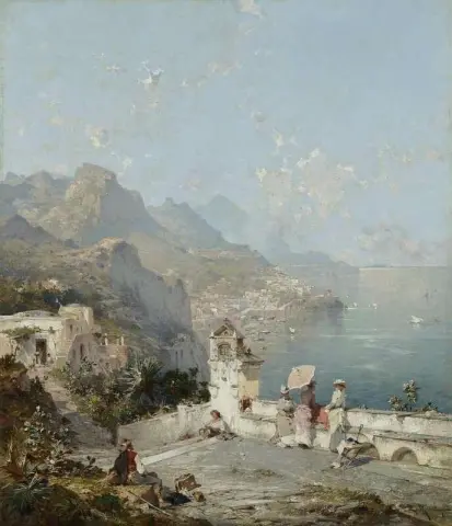 شخصيات خليج سورينتو على الشرفة، كاليفورنيا، 1888