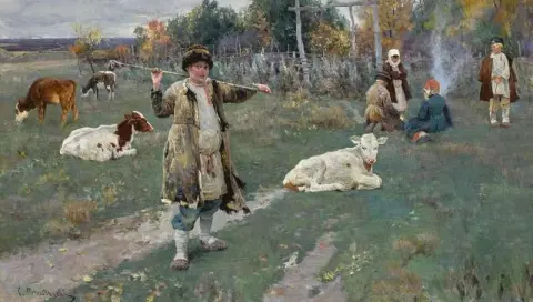 ילדים מרעיים עגלים 1895