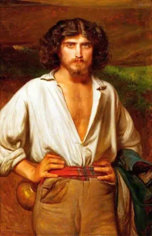 수염을 기른 남자와 목이 열린 셔츠 1864