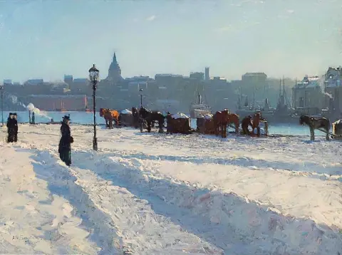 Scena invernale dal lungomare di Stoccolma