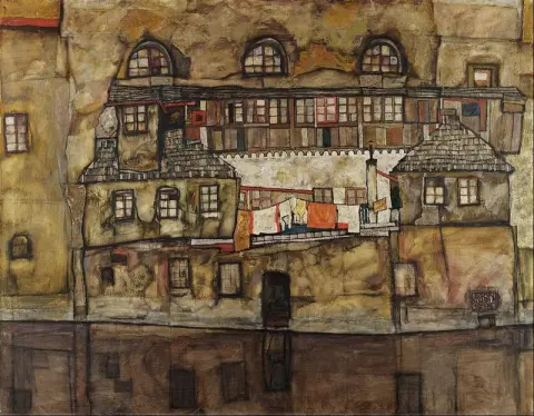 Huismuur aan de rivier, 1915
