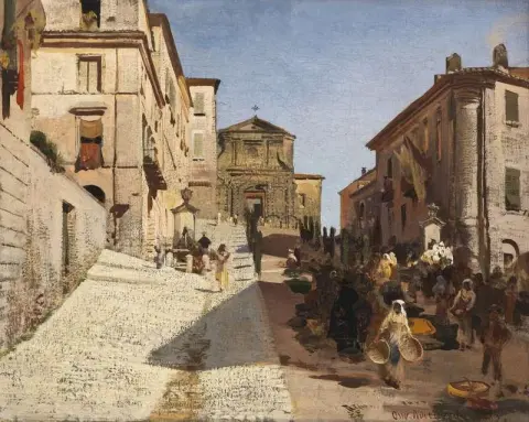 Igreja Ansicht Von Genzano Mit Der Santa Maria Della Cima 1885