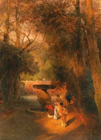Im Park Am Brunnen Der Villa Torlonia Frascati Bei Rom no parque perto da fonte da Villa Torlonia em Frascati, perto de Roma, 1881