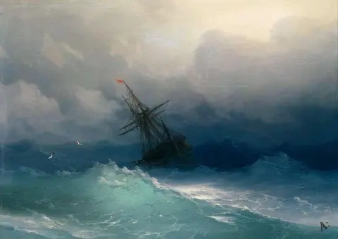 Schiff Bei Schwerer 在波涛汹涌的大海上看到船
