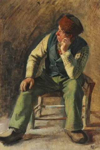 坐在椅子上的渔夫和救援者 Lars Gaihede 1876-77