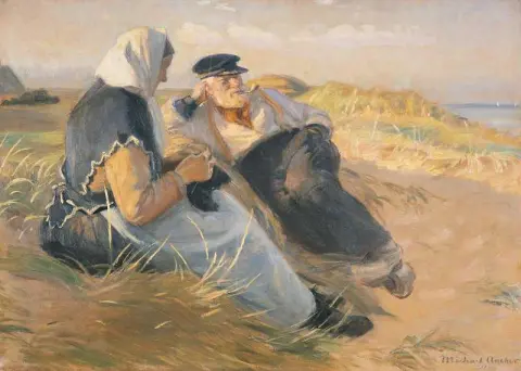渔夫 Anders Velle 和他的妻子 Ane 在 Skagen 海滩
