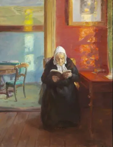 红屋内景与艺术家母亲 Ane Br Ndum Reading 1910
