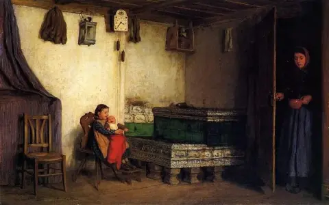 母亲和孩子的室内装饰，约 1870-77 年