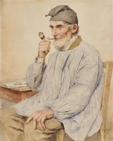 Sitzender Bauer Mit Pfeife 约 1900 年