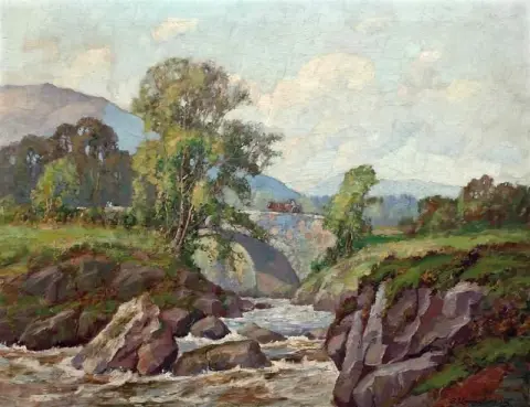 通往 Lochranza Arran 路上的 Sannox 桥 1906
