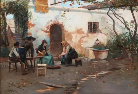 Buiten een Spaanse taverne