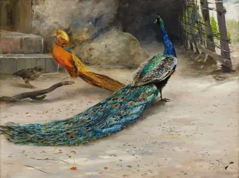 Pafagel Trast Och Guldfasan 1883