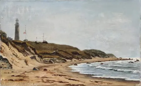 Coastal View From Hirtshals North Jutland With A Lighthouse 1904