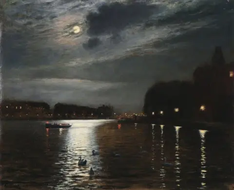 Sortedam Lake In Moonlight