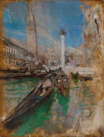 Góndola Davanti en la Piazza San Marco Ca. 1890