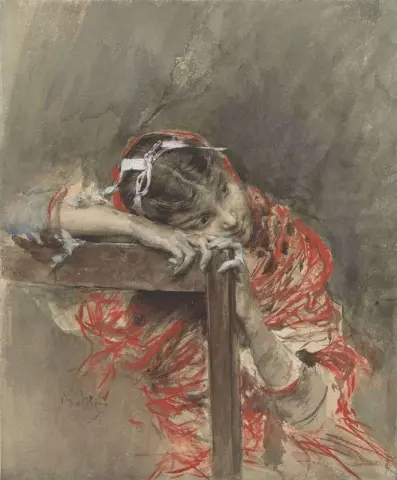 Mujer joven pensativa 1883
