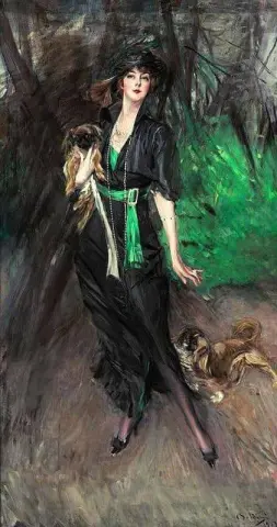 比利蒂斯夫人与两只哈巴狗的肖像 1913