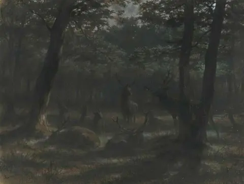 Олень в лунном свете 1867