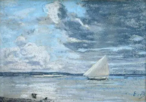 海岸沖のボート 1860 年頃