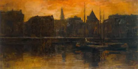 亨德里克王子 (Prins Hendrikkade) 与 Schreierstoren 阿姆斯特丹 1887 年景观