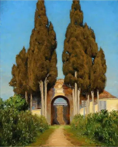 Fra Den Udvendige Side Af Gavlen Til Villa Mills Palatinerh Jen Roma Ca. 1922