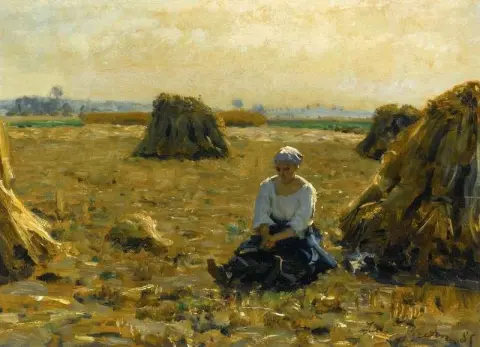 Молодая женщина в полях 1885