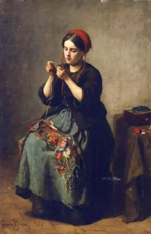 Крестьянка, вдевающая иголку 1861