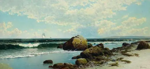 Rotsachtige Kust Met Zeilboten