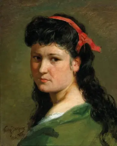 Muotokuva naisesta punaisella hiusnauhalla 1884