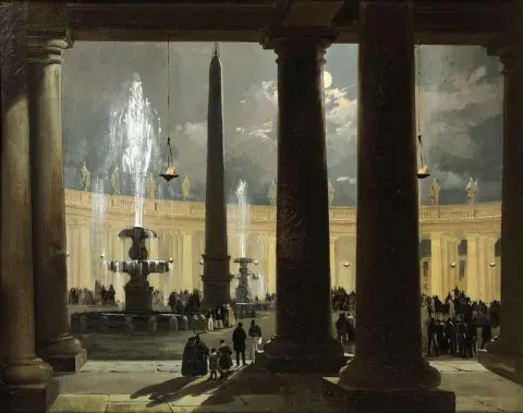 Saint Peter S Square In Rome At Moonlight