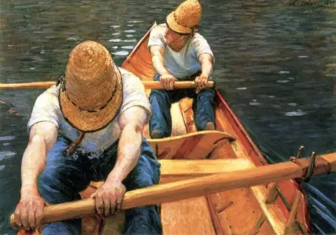 Remadores remando no Yerres 1877