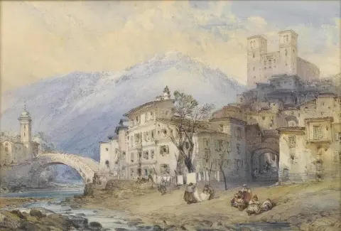 Città e castello di Dolce Acqua vicino a Bordighera 1881