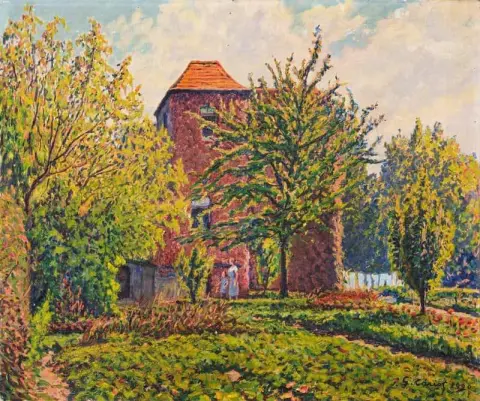 Femme Et Enfant Dans Un Jardin 1920