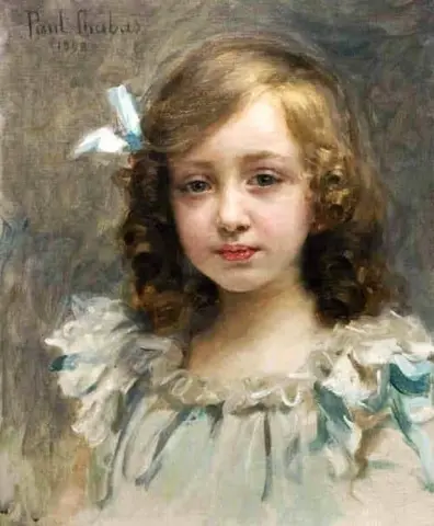 Menina com fita azul