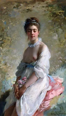 Una belleza con un ramo