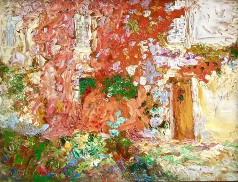 Blumen bei einem Cottage um 1900