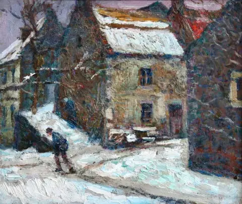 Village Sous La Neige Ca. 1920